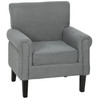 HOMCOM Butaca de Salón Tapizada en Tela Sillón Relax con Reposabrazos Asiento Extraíble para Dormitorio 79x72,5x88 cm Gris(m-10)