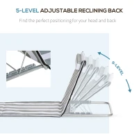 Outsunny Leżak składany ogrodowy z poduszką, 5-stopniowe oparcie, torba transportowa, jasnoszary(m-6)