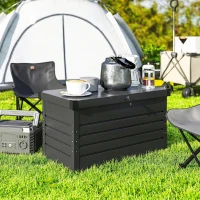 Outsunny Cutie de grădină metal 450L cutie pentru perne cu capac dublu perete 120 x 61 x 62 cm impermeabilă cu închidere Gri(m-5)