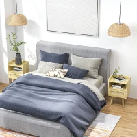 HOMCOM Lot de 2 tables de chevet avec tiroir effet rotin et compartiment ouvert, 40 x 30 x 60 cm, effet bois naturel(m-10)