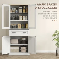 HOMCOM Armadio da cucina, Buffet, Frontale in acrilico, Cassetti, 76 x 40 x 182,5 cm, Bianco crema(m-5)