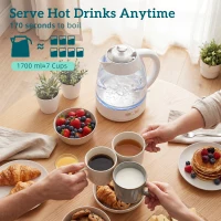 HOMCOM Kettle and Toaster Set, 1.7L 3000W Rapid Kettle with Strix Thermostat, 4 Slice Toaster with 7 Browning Controls, Cream(m-4)