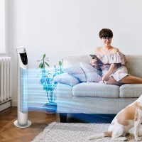 HOMCOM Ventilateur colonne tour oscillant silencieux 40 W télécommande panneau contrôle tactile 3 vitesses Ø18 x 78,5H cm blanc(m-10)