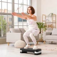 HOMCOM Stepboard aerobic fitness stepper hometrainer in hoogte verstelbaar sport zwart(m-2)