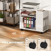 HOMCOM Stojak na drukarkę z podzieloną komorą, półkami do biura, 70 x 34 x 60 cm, biały(m-6)