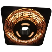 Outsunny 2000W Electric Hanging Patio Heater Ceiling Mounted Halogen Heating Indoor Outdoor with Remote Control Aluminium(m-8)