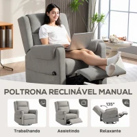 HOMCOM Poltrona Relax Reclinável Elétrica Giratória e Basculante com Apoio para os Pés Ajustável Controlo Remoto 86x89x99 cm Cinzento Claro(m-4)