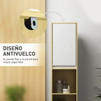 HOMCOM Columna de Baño Estrecha con 2 Puertas y 2 Estantes Abiertos, para Espacios Pequeños, 30x24x170 cm, Roble y Blanco(m-7)
