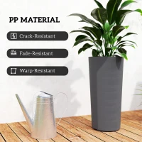 Outsunny Zestaw 2 Donic, Stosowane jedna w drugiej, Donice z Odpływem 35x35 cm, Okrągłe, Ciemnoszare(m-5)