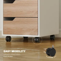 HOMCOM 3 Drawer Mobile File Cabinet, Vertical Filing Cabinet with Wheels for Home Office, Oak(m-6)