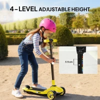 AIYAPLAY Three-Wheel Foldable Electric Scooter for Kids Aged 6-10 Years, Yellow(m-6)
