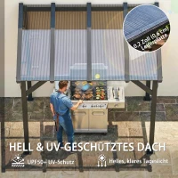 Outsunny Grillpavillon 2,44 x 1,48 m Gartenpavillon mit Pultdach, Gartenlauben mit UV-Schutz 50+ Dunkelgrau(m-5)