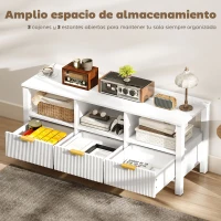 HOMCOM Mueble de TV Moderno con 3 Cajones y 3 Estantes Abiertos para Televisión 43-55 Pulgadas 120x39,5x50 cm Blanco(m-5)