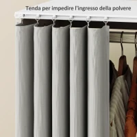 HOMCOM Armadio Guardaroba per Abiti, Mobile con 6 Ruote, con Barra per Appendere i Vestiti e Ripiani Aperti, Bianco(m-5)