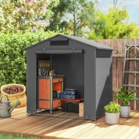 Outsunny 6 x 4 ft Outdoor Garden Storage Shed, Waterproof Bike Tent with Vent and Roll-Up Zipper Door(m-2)
