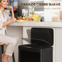 HOMCOM Cubo de Basura Cocina Automático 45 L con Sensor Infrarrojo Cierre Suave y Cubo Interior Extraíble Antihuellas Negro(m-7)