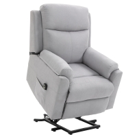 HOMCOM Fauteuil releveur électrique, fauteuil relax électrique avec repose-pied, dossier inclinable, télécommande et poche latérale charge 120kg tissu aspect lin gris clair