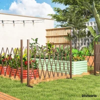 Outsunny Recinzione per Giardino a Larghezza Regolabile, in Metallo e Alluminio, 250x31x103.5 cm, Marrone(m-7)