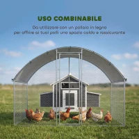 PawHut Poulailler Enclos pour Poules d'Extérieur en Acier 2.8x1.7x1.9m Argent(m-4)