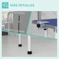 PawHut Mesa de Peluquería Canina Plegable con Encimera Antideslizante Brazo Ajustable 81x48,5x80 cm, Azul(m-8)