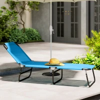 Outsunny Garden Sun Lounger, with Five-Position Back - Sky Blue(m-8)