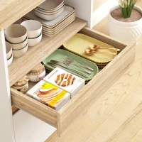 HOMCOM Meuble micro onde, buffet cuisine avec placard tiroir étagère supérieur, 60 x 40 x 131 cm chêne et blanc(m-7)