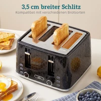 HOMCOM Czajnik 1,7 L 2200 W i toster na 4 kromki z filtrem antywapiennym, zestaw, czarny(m-8)