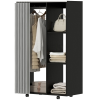 HOMCOM Armoire penderie vêtement dressing mobile 4 roulettes tringle à vêtements et étagères ouvertes 80 x 40 x 128 cm noir