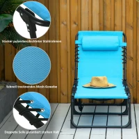 Outsunny Sonnenliege, klappbar, atmungsaktiver Bezug, Metallrahmen, 189 x 58 x 30 cm, Blau(m-5)