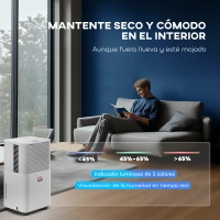 HOMCOM Deshumidificador 10L/día Silencioso con 3 Modos Pantalla LED Temporizado 24H Bloqueo Infantil y Drenaje Continuo Blanco(m-8)