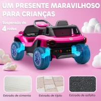 AIYAPLAY Carro Elétrico para Crianças Volkswagen E-Buggy Bateria 12V com Controlo Remoto 2,4 G Faróis LED Música USB 98x56,5x47 cm Rosa(m-7)