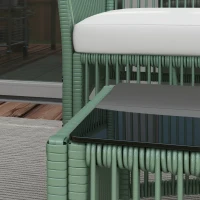Outsunny Conjunto de Jardín Exterior de Ratán Sintético con 2 Sillones 1 Sofá de 2 Plazas 1 Mesa de Centro y Cojines Verde(m-7)