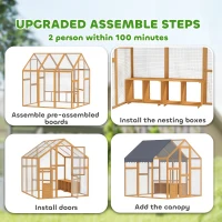 PawHut Kippenren 3,07 m² buitenren van hout met waterdichte doek, veiligheidsslot, voor 6-8 kippen 1,7 x 1,8 x 1,8 m(m-4)