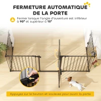 PawHut Barrière de sécurité parc enclos chien modulable pliable porte intégrée 300L max. x 74,5H cm métal PP noir(m-6)