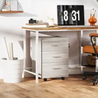 Vinsetto Bloco de Gavetas com 3 Gavetas Bloco de Gavetas de Escritório com Rodas Fechadura 2 Chaves Arquivado 40x40x61,5 cm Cinzento(m-8)