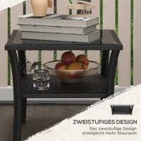 Outsunny Polyrattan Gartentisch, 50 x 50 x 45cm, wetterfest Beistelltisch für 4 Personen, Quadratisch mit Ablage Glasplatte(m-5)
