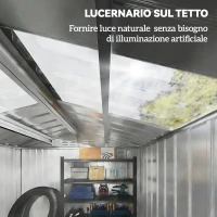 Outsunny Casetta da Giardino in Metallo con Prese d'Aria e Doppia Porta Scorrevole, 277x195x192 cm, Grigio Scuro(m-4)