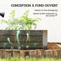 Outsunny Carré potager jardinière rectangulaire en acier galvanisé tuteurs pour tomates et plantes grimpantes 180 x 90 x 29,5 cm(m-4)