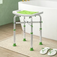 HOMCOM Tabouret de douche chaise de douche - assise rembourré et réglable, patins à ventouses antidérapants, en aluminium vert(m-8)
