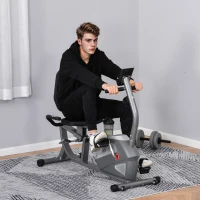 HOMCOM hometrainer fietstrainer vliegwiel hometrainer met 8 niveaus verstelbare magnetische weerstand verstelbare lengte magnetische weerstand wielen metaal ABS grijs + zilver 136 l x 62,5 b x 38 h cm(m-13)