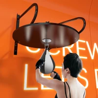 SPORTNOW Poire de vitesse boxe sac de frappe adulte avec pivotant rotule 360° pompe montage mural ou plafonnier noir et blanc(m-10)