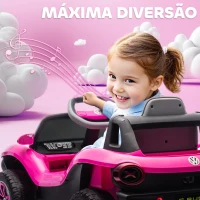 AIYAPLAY Carro Elétrico para Crianças Volkswagen E-Buggy Bateria 12V com Controlo Remoto 2,4 G Faróis LED Música USB 98x56,5x47 cm Rosa(m-8)