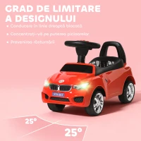 HOMCOM Mașinuță pentru Copii cu Volan, Mașină cu Faruri și Melodii Integrate, Vârstă 18-36 Luni, 63,5x28x36 cm, Roșu(m-7)