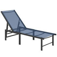 Outsunny Reclining Sun Lounger - Dark Blue(m-10)
