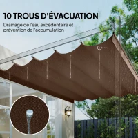 Outsunny Toile de toit pour pergola tonnelle rétractable de 3 x 3 m - toile uniquement 250 x 255 cm café(m-6)