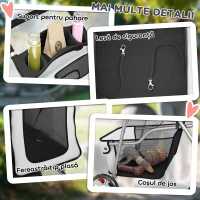 PawHut Cărucior pentru Câini de Talie Mică Pliabil, cu Roți Pivotante 360°, Coș de Depozitare, Pernă Lavabilă, Gri(m-8)