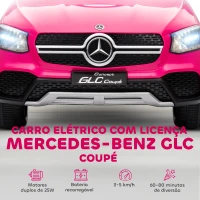 AIYAPLAY Carro Elétrico para Crianças Mercedes-Benz GLC Coupé 12V Controlo Remoto 2,4 G Motor Duplo MP3 Rosa(m-4)