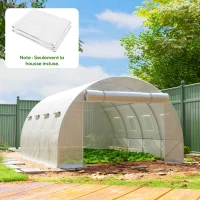 Outsunny Bâche de rechange serre tunnel 12 m² 4 x 3 x 2 m PE anti-UV imperméable 8 fenêtres + porte enroulable zippée blanc(m-10)