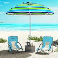 Outsunny Lot de 2 chaises de plage pliable chaises camping pliante légère sac de transport porte-gobelet 58 x 55 x 62 cm bleu(m-10)