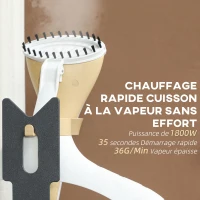 HOMCOM Défroisseur vapeur vertical 1800 W 36 g/min, steamer autonomie 50 min, réservoir d'eau de 1,8 L, 32 x 32 x 32 cm, or(m-4)